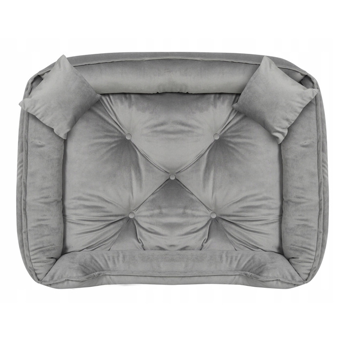 Велюрова лежанка для собак та котів, м'який диван-ліжечко 75x65 см, сірий
