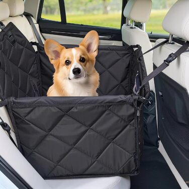 Автомобільний лежак для собак - переноска, чорний, з кріпленнями та ременем безпеки, для малих та середніх собак