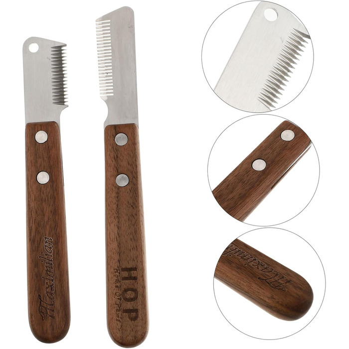 Професійна щітка для собак від підшерстка: видаляє підшерсток та ковтуни. Підходить для довгошерстих та короткошерстих порід. Ергономічна ручка з дерева. 2 шт.