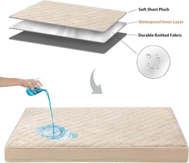 Ортопедичне собаче ліжко WNPETHOME XL, вологостійке, велике, знімний та пральний чохол, антиковзаюча підкладка, матеріал Eierkisten-Schaumstoff, 104x69x10 см (Бежевий)