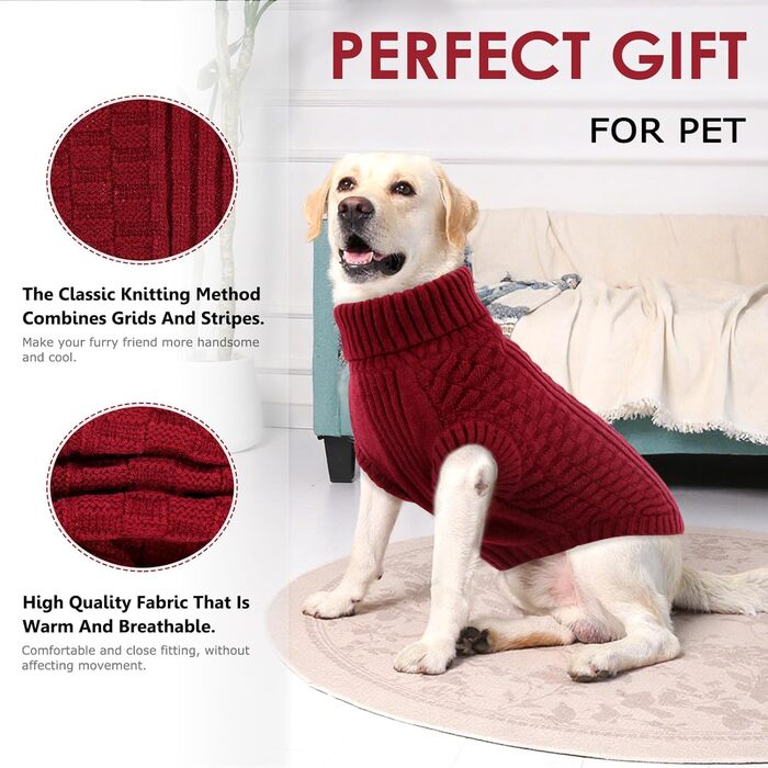 Теплий безрукавний светр для собак Citétoile з коміром-горловиною | М'який фліс, комфортний та дихаючий | Ідеальний для холодної погоди | Червоний, розмір M