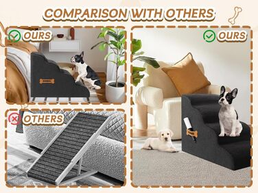 Сходинка для собак та котів Romrol – 4 сходинки, чорний колір, з неслизьким покриттям, з Memory Foam, для захисту суглобів