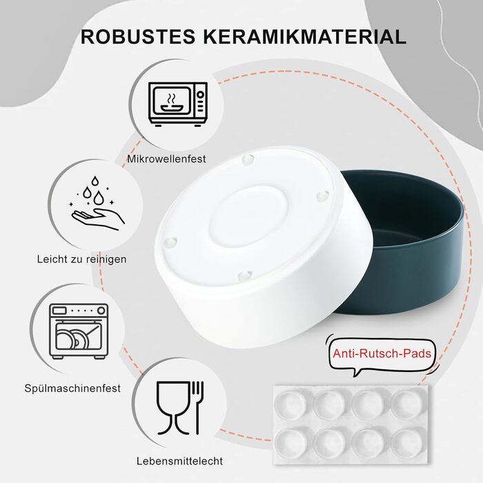 Керамічна миска для собак - неслизька, для маленьких та середніх собак, для води та корму. Керамічна миска для котів. Біла, 15 см, 720 мл