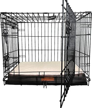 Ортопедична подушка для собак Ellie-Bo, віскоеластичний наповнювач, підкладка з штучного замшу, з овечкою, розмір L, 91,4 см, чорна [L87 x W57 x H6cm]