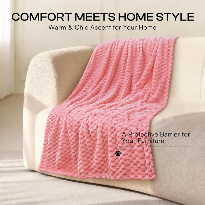 М'яка ковдра для собак та котів Luciphia, 3 шт. у наборі, фланель, 52x76 см, рожева