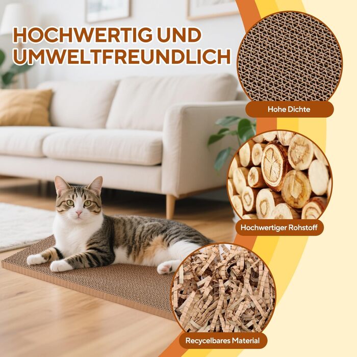 LIFLIX Дряпальня для котів з будиночком, 7 шт. з гофрокартону, міцна, 42×32×15 см