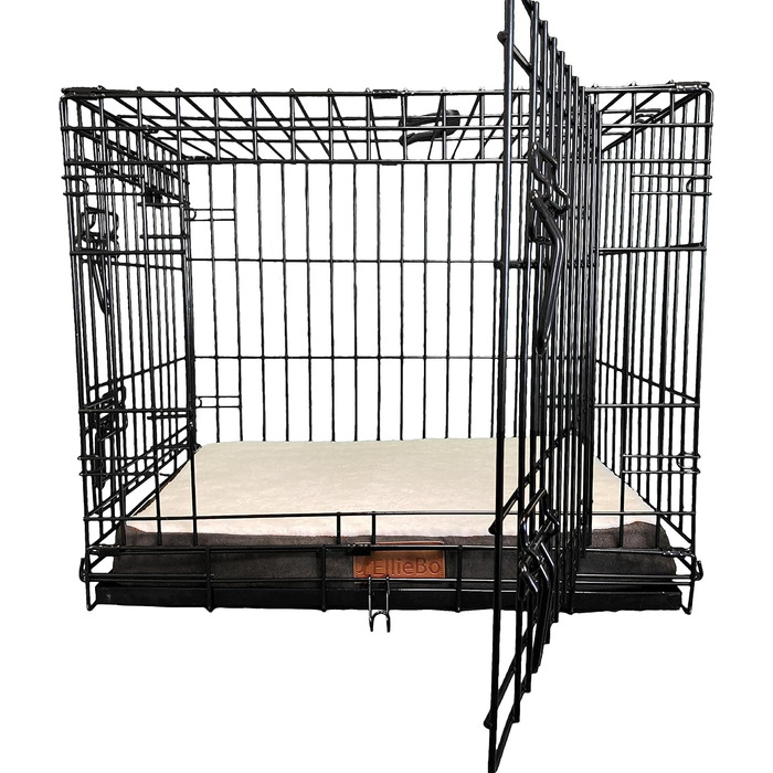 Ортопедична подушка для собак Ellie-Bo, віскоеластичний наповнювач, підкладка з штучного замшу, з овечкою, розмір L, 91,4 см, чорна [L87 x W57 x H6cm]