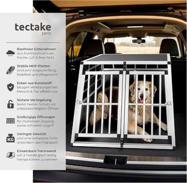 Транспортна переноска для собак tectake® - алюмінієва переноска для авто та дому (97 x 90 x 69,5 см, Double)