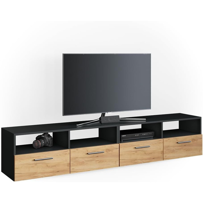 Тумба під телевізор Vicco Diego, білий глянець, 95x38 см, антрацит, 190 см