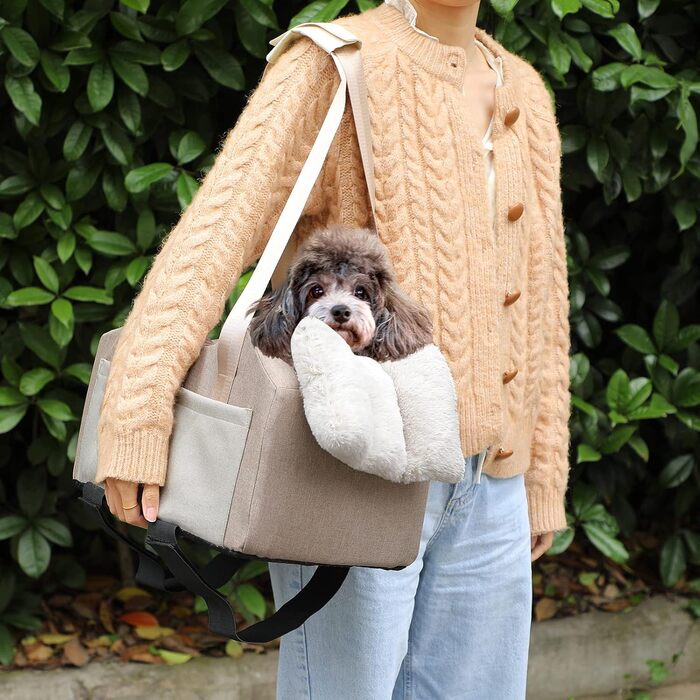 Автокрісло для собак, бежево-хакі, для малих порід (0-6,8 кг)