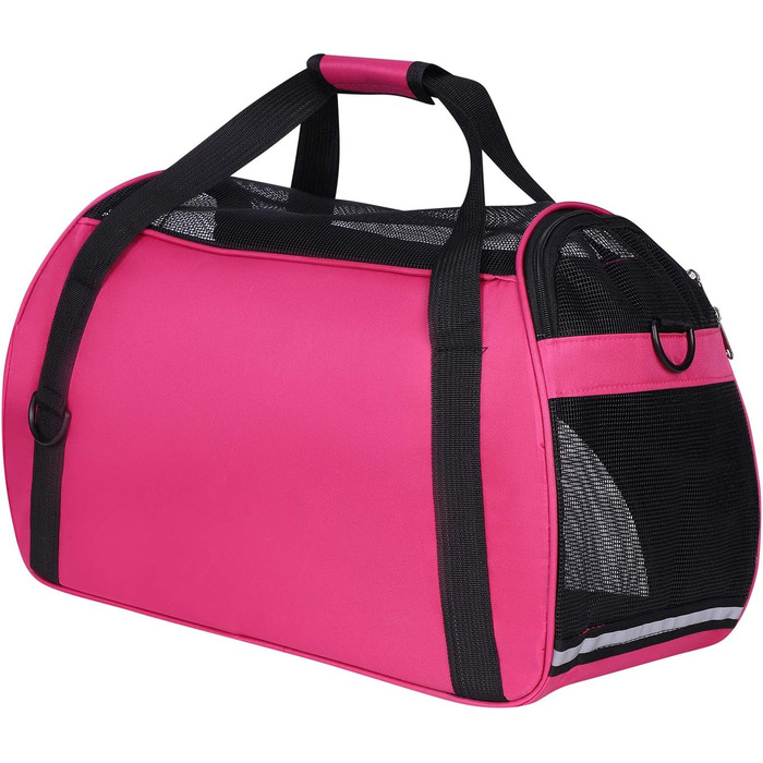 Транспортна сумка для собак та котів Haozaikeji, 50x33x22 см, рожева, дихаюча, складана