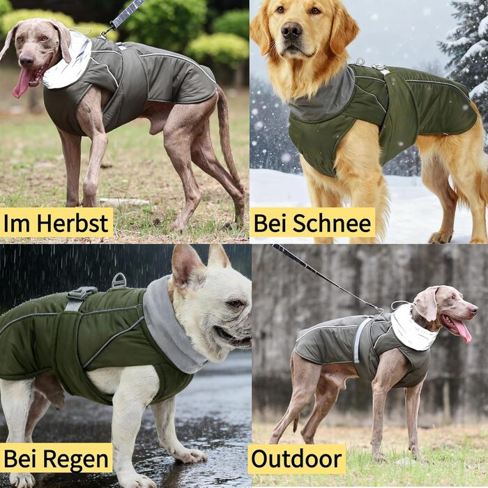 Зимова куртка для собак, водонепроникна та вітронепроникна, з підкладкою з флісу, D-кільце, світловідбиваючі елементи (L)