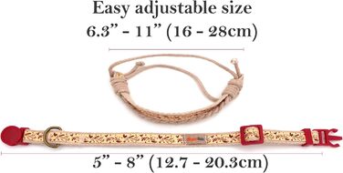 Набір ошийник та браслет для котів Pettsie, безпечний дизайн, бавовна, регульований розмір 19-29 см (12,7-20,3 см), червоний