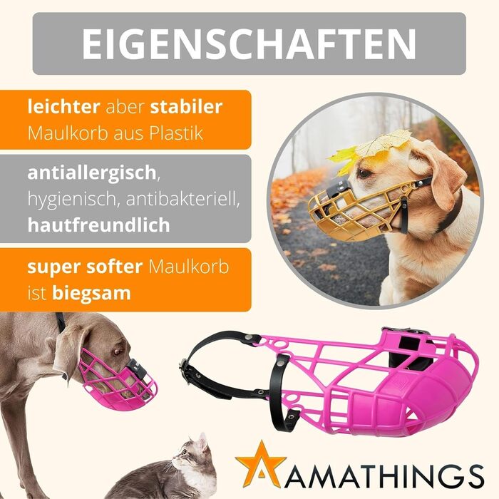 Нашийник-маска для собак AMATHINGS Super Kennel Soft з м'якою накладкою на ніс. Ідеально для вигулу, майданчиків для собак, вольєрів та перегонів (Рожевий)