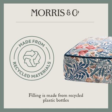 Матрац для собак Rosewood x Morris & Co. великого розміру, бордовий, з товстим шаром наповнювача, неслизький, можна прати, з принтом William Morris (Bower Berry Print, середній)