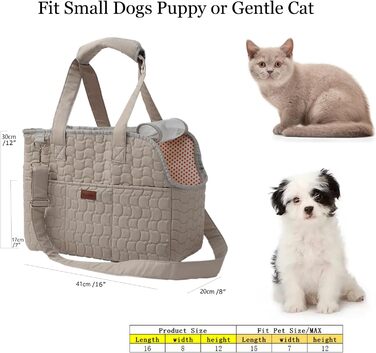 Сумка-переноска для собак та котів, велика, бежева, L (41x18x30 см)