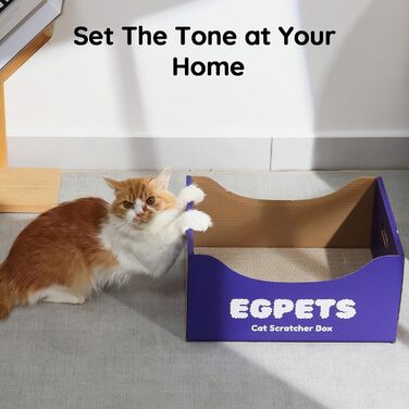 Котяча картонна когтеточка EGPETS, велика, міцна, знімна підкладка, фіолетова