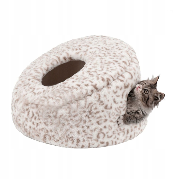 Ліжко-будиночок для котів CAVE Carinio: тепла лежанка-печера з двома входами, 48×48×29 см