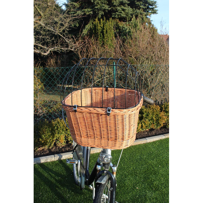 Корзина для велосипеда Marcus Hundefahrradkorb для руля з лози з металевою сіткою XL або XXL, корзина для собак, корзина на кермо, корзина для тварин, натуральна (без подушки)