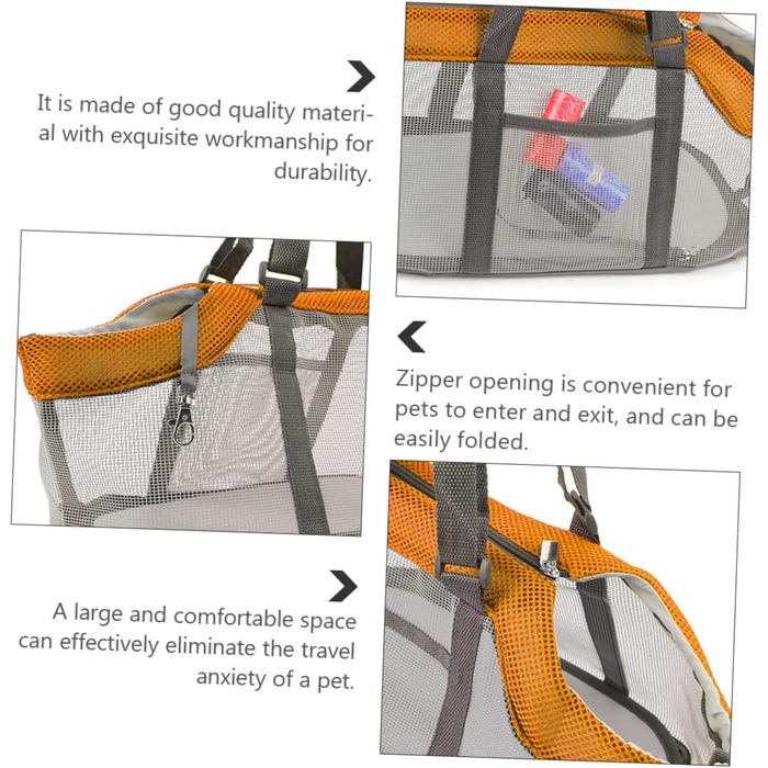 Транспортна сумка для тварин Cosmevivi XXL, нейлон, помаранчевий, 44x25 см, з сіткою для собак, котів та цуценят, для подорожей та кемпінгу