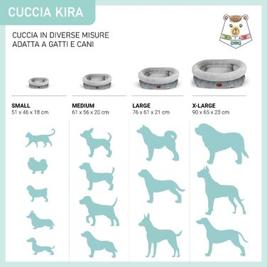 Ліжко для собак та котів Kira Grau, знімний дизайн, м'яке та нековзне, машинне прання, Small 51x46x18 см