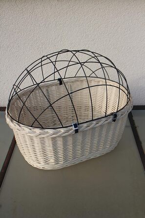 Корзина для велосипеда Marcus Hundefahrradkorb для собак, плетіння з лози, з металевою сіткою та подушкою, велосипедна корзина для тварин, еко-дизайн (XXL без подушки)