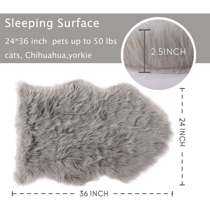 Килимок для домашніх тварин Asrug: м'який, плюшевий, комфортний, 61 x 91 см, сірий