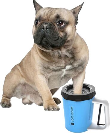 Очищувач для лап собак PJDDP, портативний, силіконовий, з щіткою та рушником, для собак та котів (блакитний)