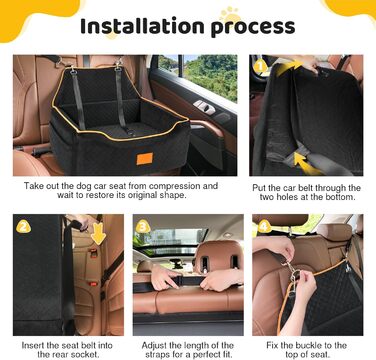 Автокрісло для собак великих та середніх порід, до 25 кг, з підняттям, знімний чохол, кишені для зберігання, чорне