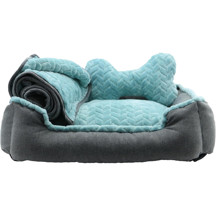 Крісло-лежанка для собак Ancol – м'яка підстилка для дому, 60 x 50 см (блакитно-зелений)