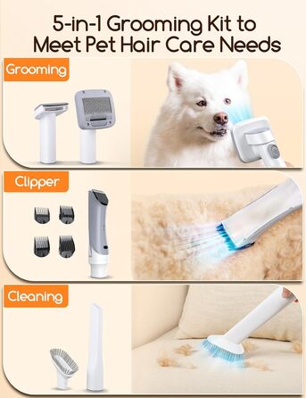 Машинка для стрижки собак Meowant з пилососом для шерсті: 3.2 л, тиха, 5 професійних насадок для догляду та прибирання