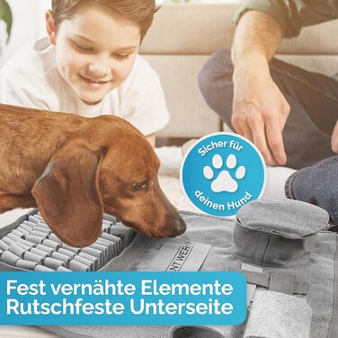 Килимок для собак - іграшка-головоломка з 5 елементами та 3 рівнями складності. Міцний матеріал, підходить для собак будь-якого розміру (сірий)