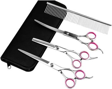 Професійна ножиця для собак, вигнута ножиця для догляду за шерстю, гребінець, ножиці для стрижки собак та котів, ножиці для фінальної обробки