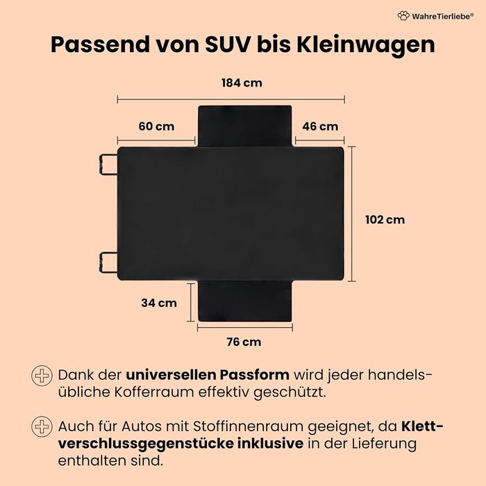 Захист для багажника автомобіля для собак, чорний - миється в пральній машині, універсальний - підходить для легкових, універсалів, SUV