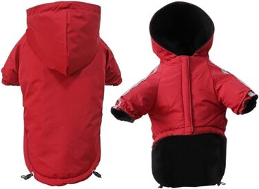 Зимовий теплий куртка для собак з капюшоном, водонепроникний, для маленьких собак, французького бульдога, чихуахуа (червоний, XL)