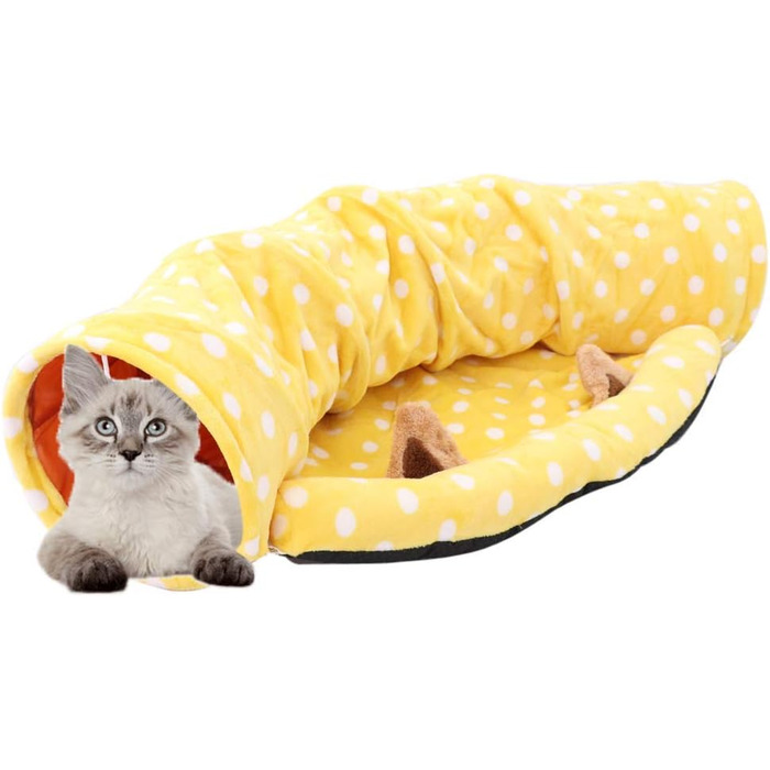 Туннель-ліжко для котів Tubayia, жовтий - іграшка-лежанка для домашніх тварин