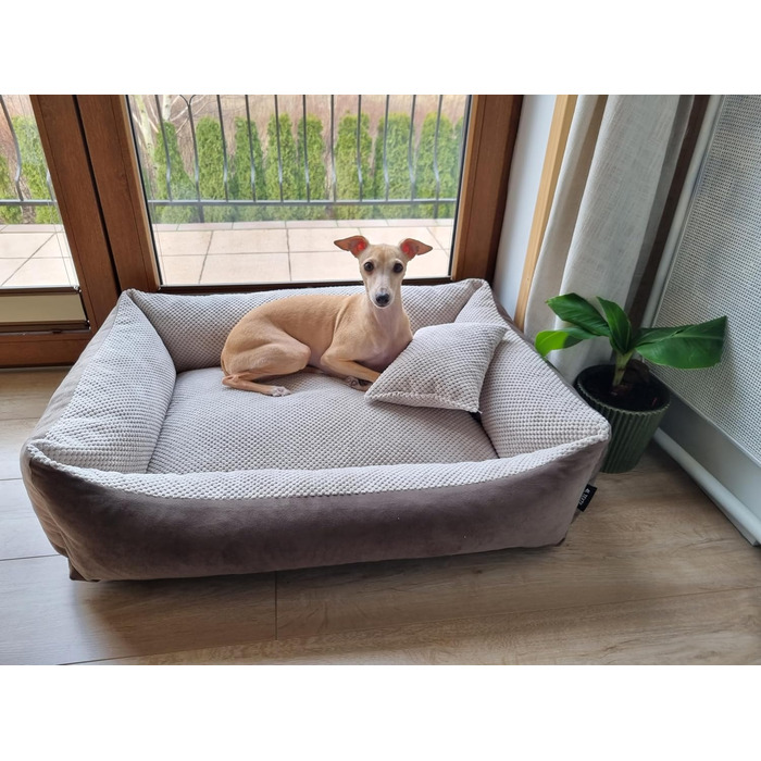 М'яке ліжко для собак та котів Teo 60x40 см, коричнево-бежеве, з можливістю прання