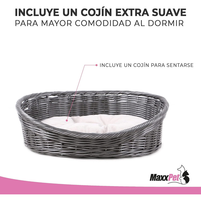 MaxxPet Ліжко для собак і котів, кругле, з подушкою, антрацит, 54x40x17,5 см
