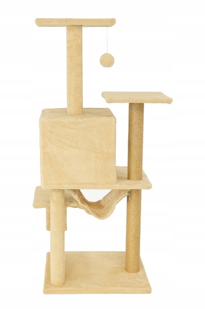 Багатоярусна кігтеточка Pet HOBBY бежева, 101-160 см, з будиночком та гамаком