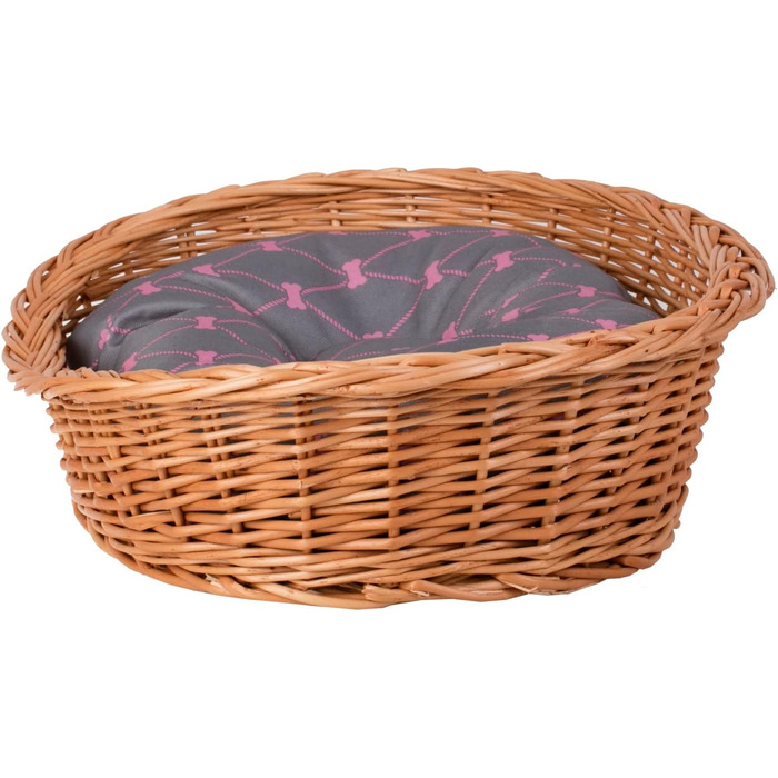 Корзина для собак з ротангу, сірого кольору, 100x75x27 см. Корзина для тварин, кошик для кота