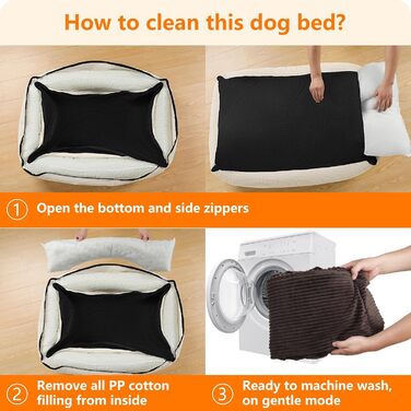 Ліжко для собак з тканини Cord, S/M/L, антиковзаюче, знімний та пральний чохол, м'яке та дихаюче, коричневе, 110 x 85 x 27 см