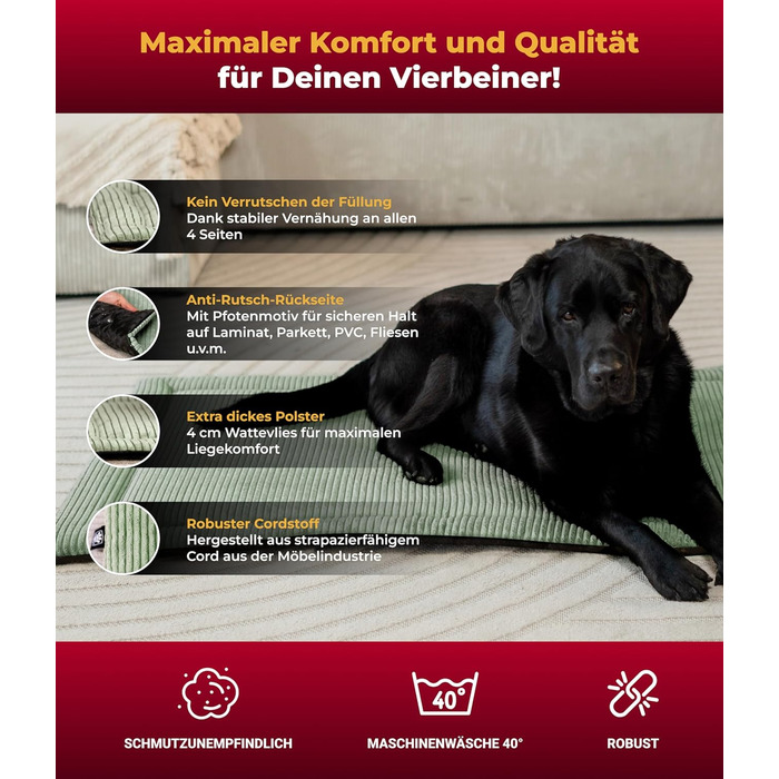 М'яка ковдра для собак L (75x115 см) – Антиковзаюча – Зручна ковдра для собак – Зелений колір, Made in Germany