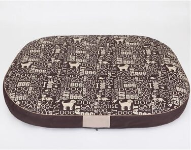 Кругла лежанка для собак Oval - лежанка для маленьких, середніх та великих собак. Міцна, водонепроникна, з м'якою піною, для дому та на вулицю, 70x50x15 см (XL: 108x85x15 см), коричнева з візерунком