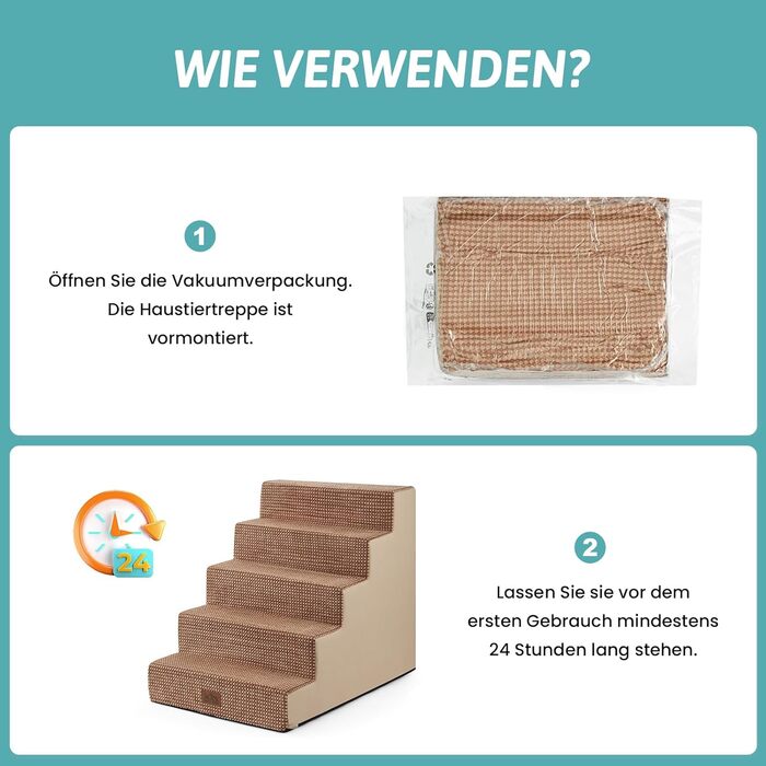 Сходинки для собак маленьких порід, 5 сходинок, 60 см, знімний чохол (світло-коричневий) 75x50x60 см