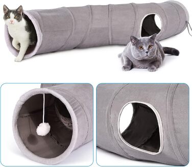 Ігровий тунель для котів та кроликів Ownpets, тканинний, з м'ячиком і дражнилкою, міцний, безшумний