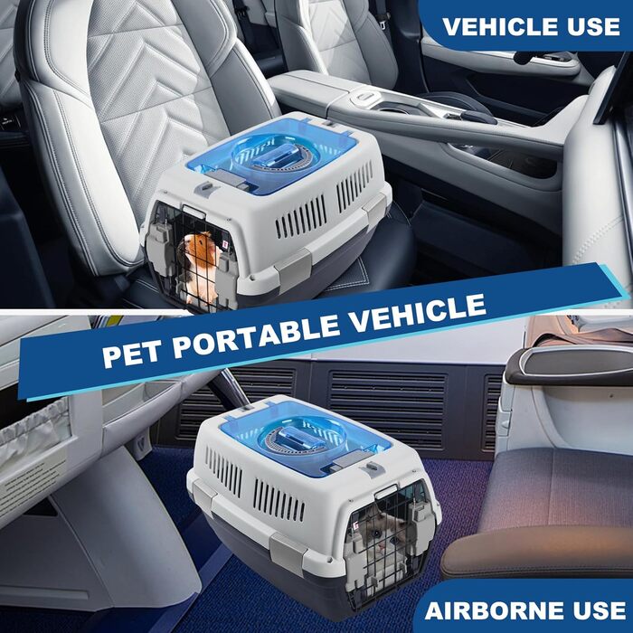 PETCUTE Транспортний бокс для собак та котів: міцний, дихаючий, з зручною ручкою, складний, до 6 кг, сірий+чорний