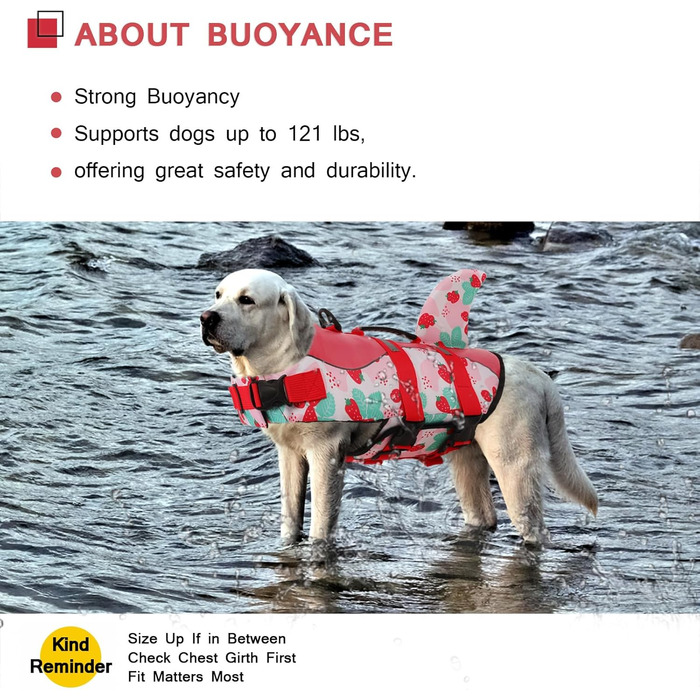 Спасальний жилет для собак AENKU: червоний (полуниця), середній розмір