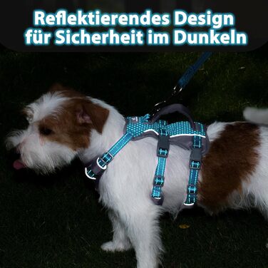 Нашийник-шлейка Huntboo для собак, анти-випадковий вихід, для панічних собак, світловідбиваючий нашийник з ручкою, регульований (S, 1 шт., блакитно-зелений)