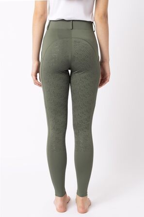 Легінси для верхової їзди HORZE Damen DEA, штани для верхової їзди з повним сидінням та кишенею для телефону (32, Beetle Green)