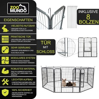 Клітка для цуценят Zoomundo, вольєр для тварин, огорожа для цуценят, 8-кутна, L